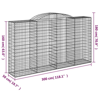 Gabionen mit Hochbogen 12 Stk 300x50x160/180cm Verzinktes Eisen