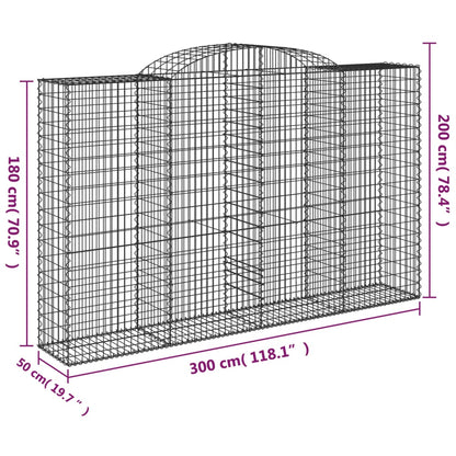 Gabionen mit Hochbogen 6 Stk. 300x50x180/200cm Verzinktes Eisen