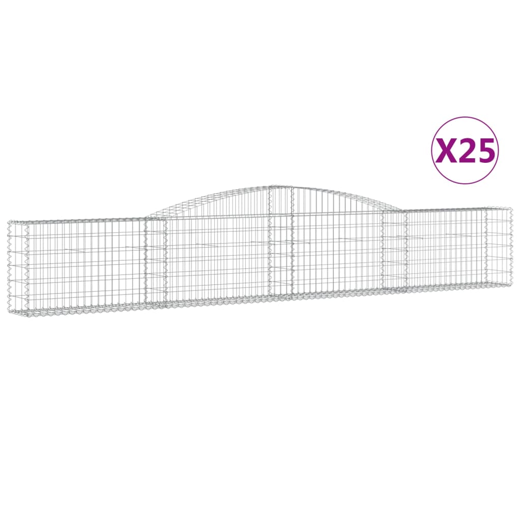 Gabionen mit Hochbogen 25 Stk. 400x30x60/80 cm Verzinktes Eisen