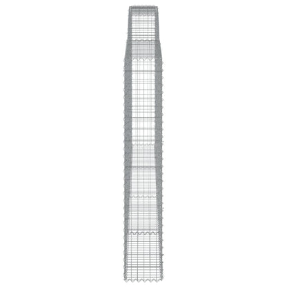 Gabionen mit Hochbogen 15Stk. 400x30x180/200cm Verzinktes Eisen