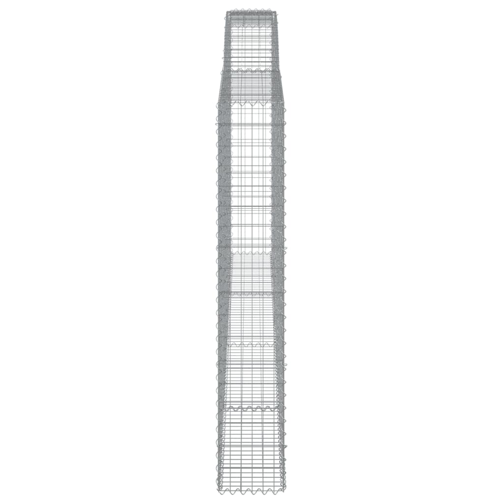 Gabionen mit Hochbogen 15Stk. 400x30x180/200cm Verzinktes Eisen