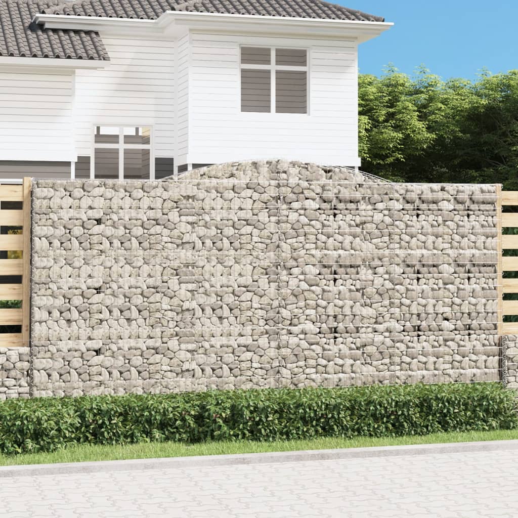 Gabionen mit Hochbogen 7 Stk. 400x30x200/220cm Verzinktes Eisen