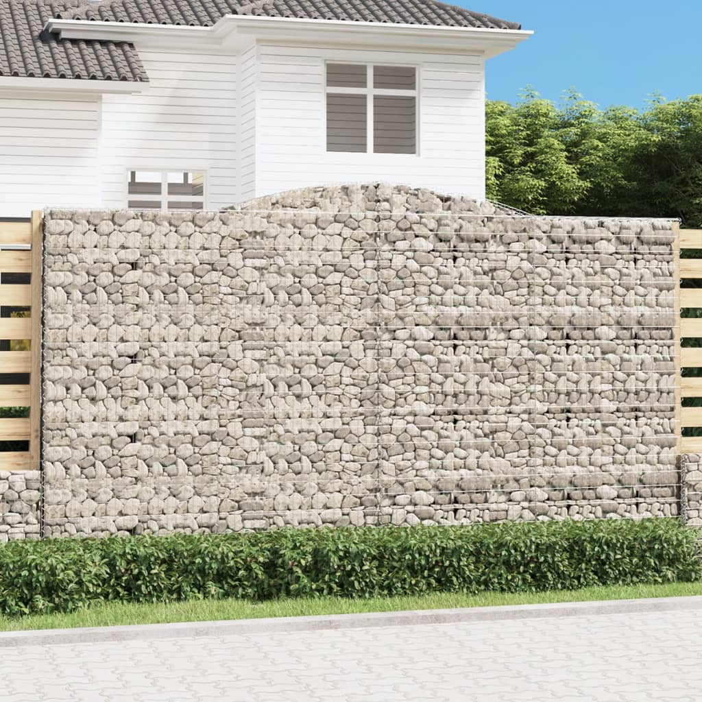 Gabionen mit Hochbogen 7 Stk. 400x30x220/240cm Verzinktes Eisen