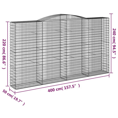 Gabionen mit Hochbogen 7 Stk. 400x50x220/240cm Verzinktes Eisen