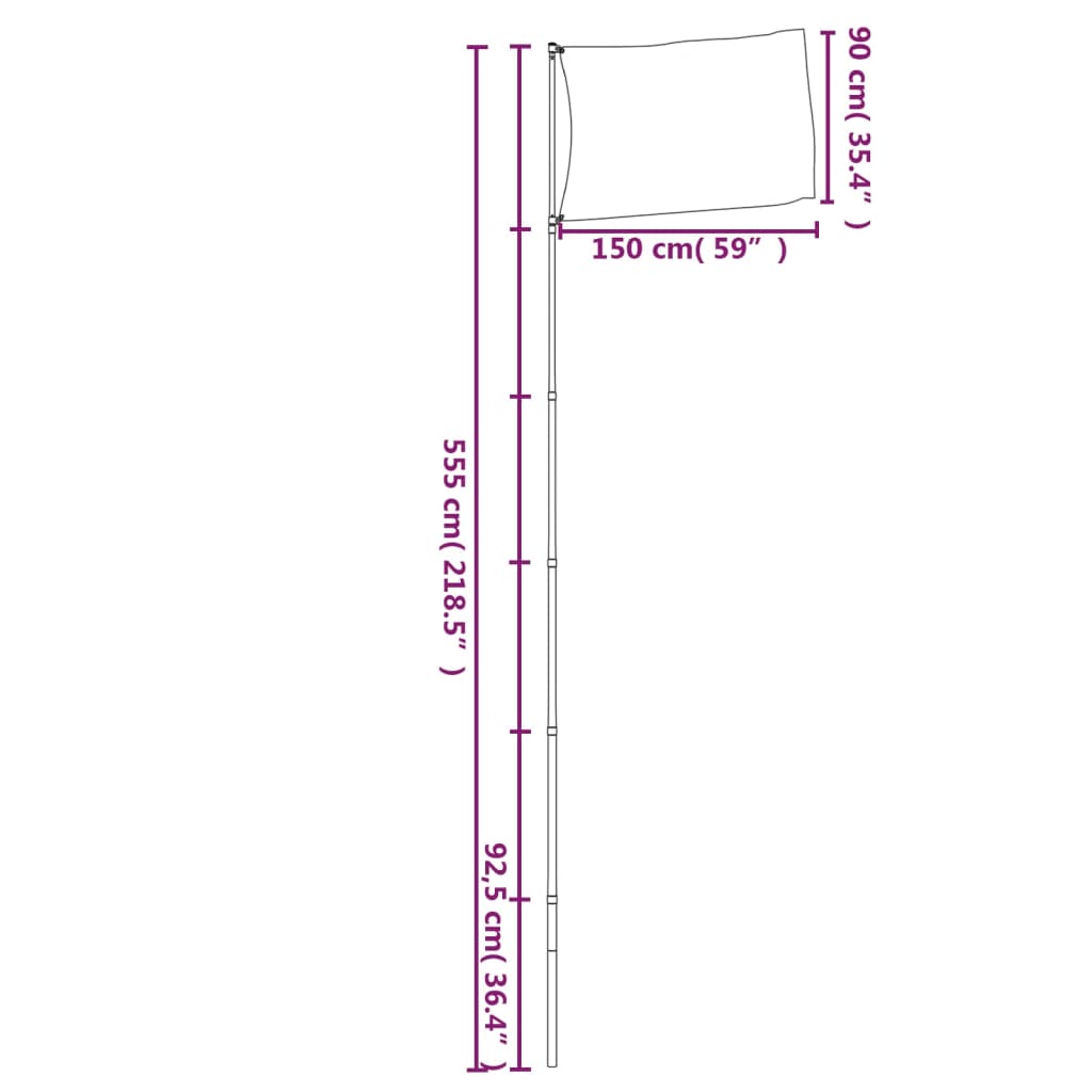 Flagge Frankreichs mit Mast 5,55 m Aluminium