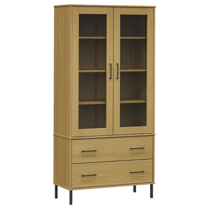 Bücherschrank OSLO Metallbeine Braun 85x35x172,5 cm Massivholz