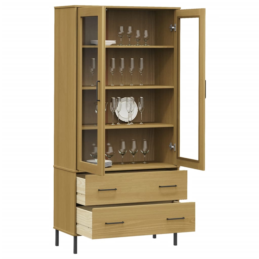 Bücherschrank OSLO Metallbeine Braun 85x35x172,5 cm Massivholz