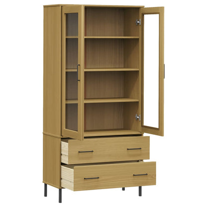 Bücherschrank OSLO Metallbeine Braun 85x35x172,5 cm Massivholz