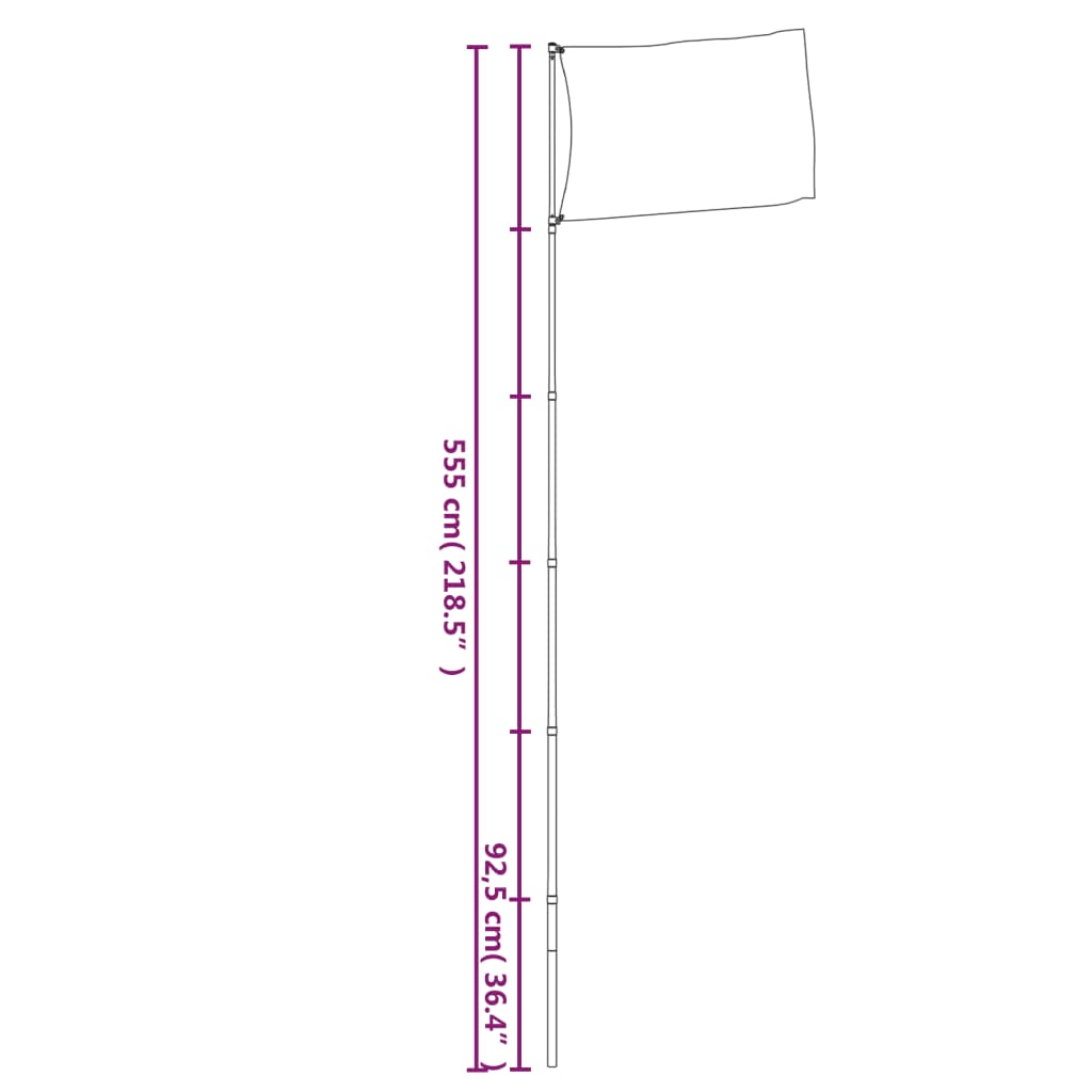 Teleskop-Fahnenmast Silbern 5,55 m Aluminium