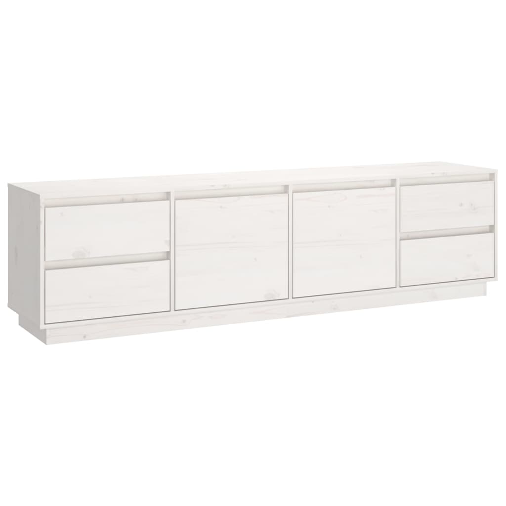 TV-Schrank Weiß 176x37x47,5 cm Massivholz Kiefer