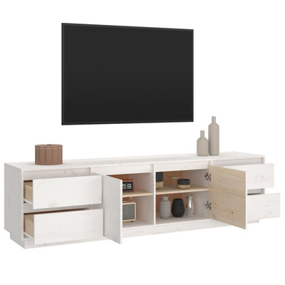 TV-Schrank Weiß 176x37x47,5 cm Massivholz Kiefer