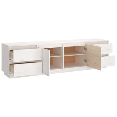 TV-Schrank Weiß 176x37x47,5 cm Massivholz Kiefer