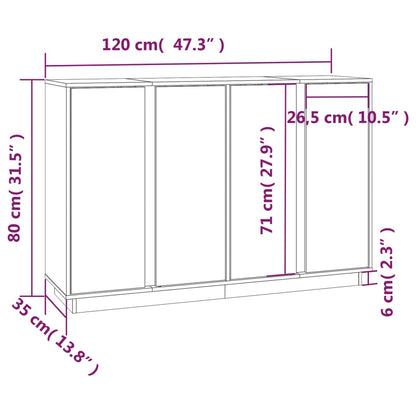 Sideboard Weiß 120x35x80 cm Massivholz Kiefer