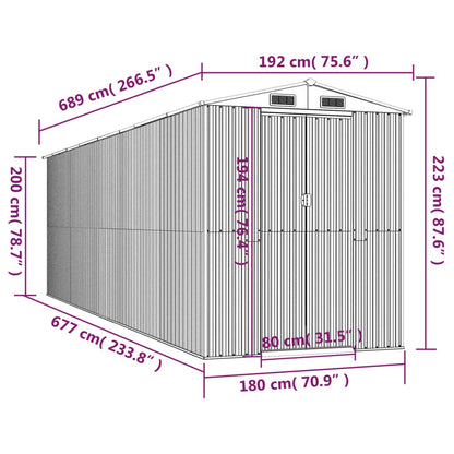 Geräteschuppen Grün 192x689x223 cm Verzinkter Stahl