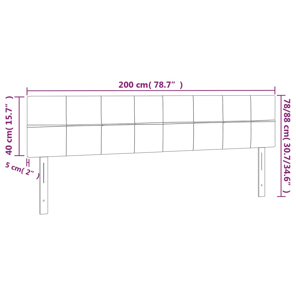 Kopfteile 2 Stk. Hellgrau 100x5x78/88 cm Stoff