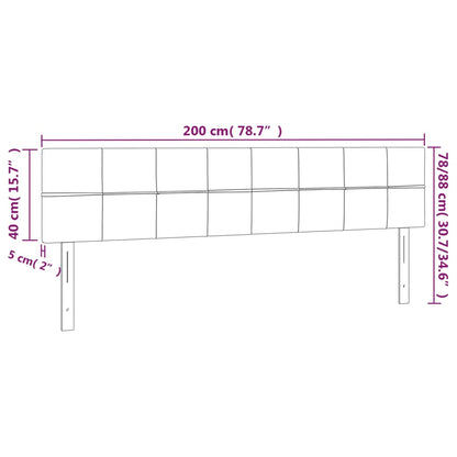 Kopfteile 2 Stk. Hellgrau 100x5x78/88 cm Samt