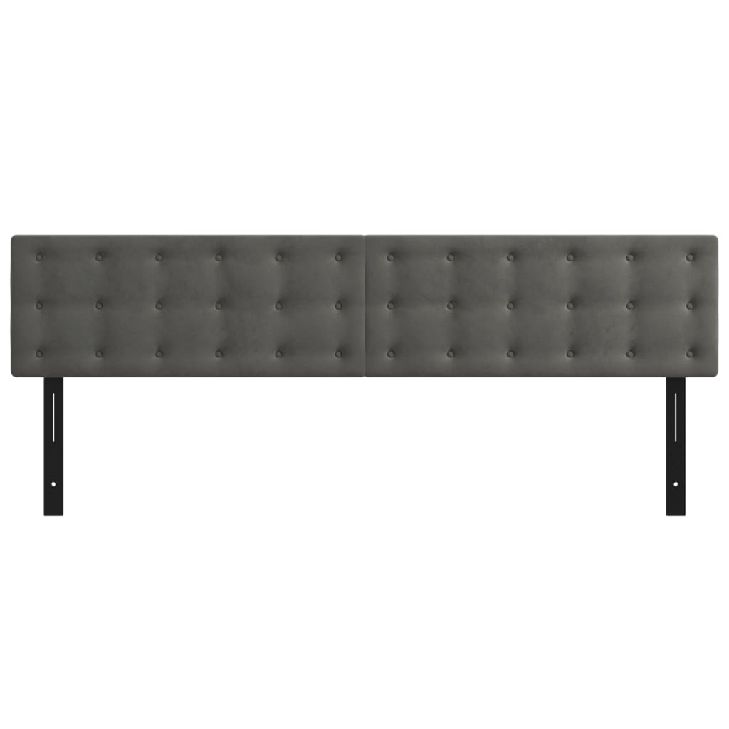 Kopfteile 2 Stk. Dunkelgrau 100x5x78/88 cm Samt