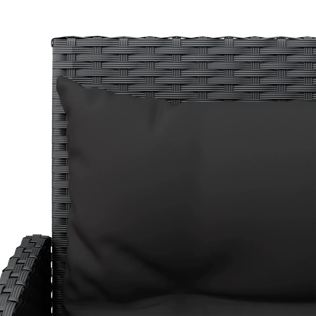 2-tlg. Sofagarnitur in L-Form mit Kissen Schwarz Poly Rattan