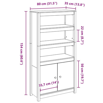 Highboard 80x35x154 cm Massivholz Kiefer