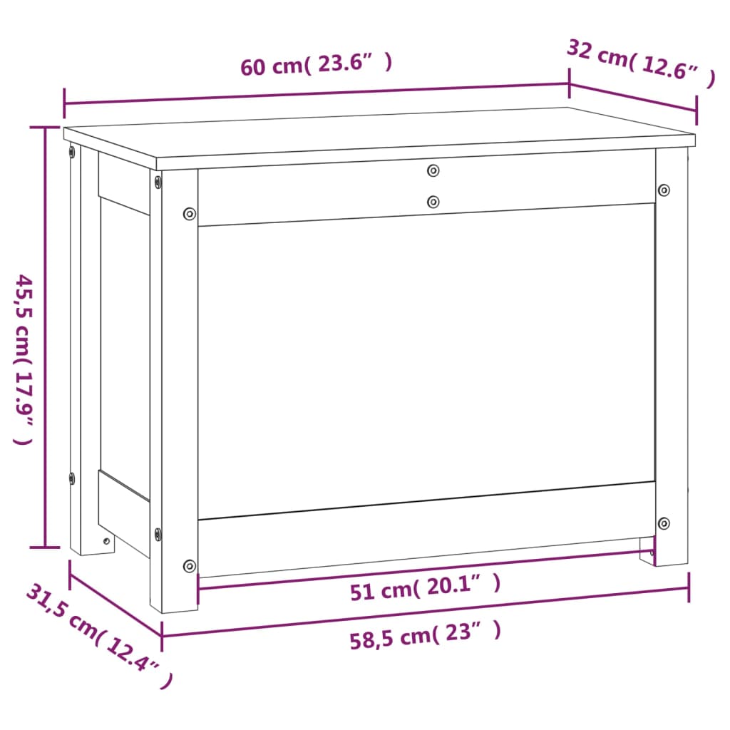 Truhe 60x32x45,5 cm Massivholz Kiefer