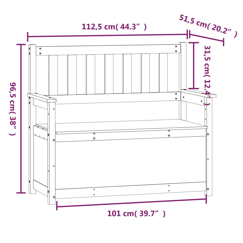 Sitzbank Weiß 112,5x51,5x96,5 cm Massivholz Kiefer