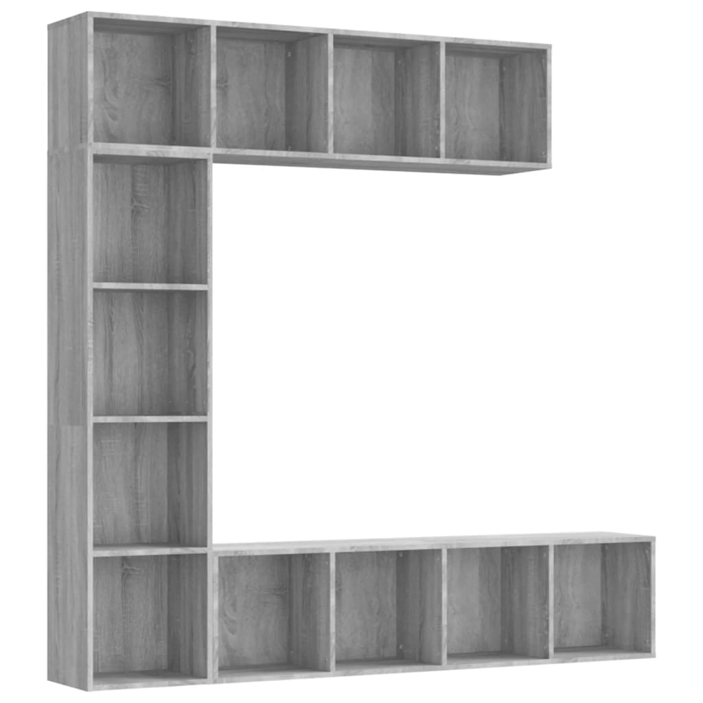 3-tlg. Bücherregal-/TV-Schrank-Set Grau Sonoma 180x30x180 cm