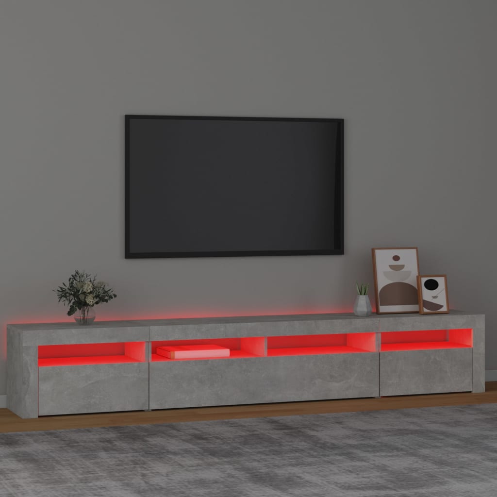 TV-Schrank mit LED-Leuchten Betongrau 240x35x40 cm