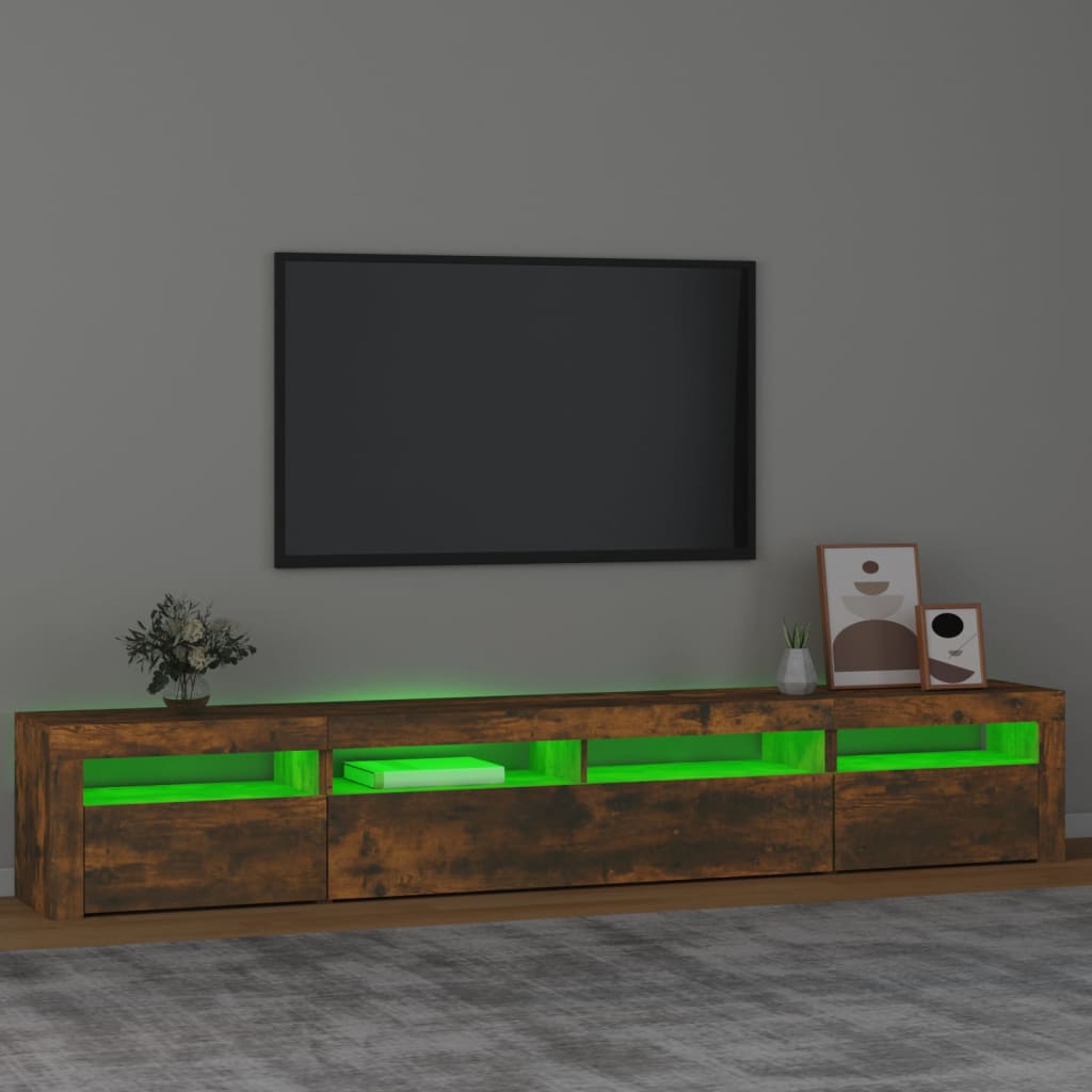 TV-Schrank mit LED-Leuchten Räuchereiche 240x35x40 cm