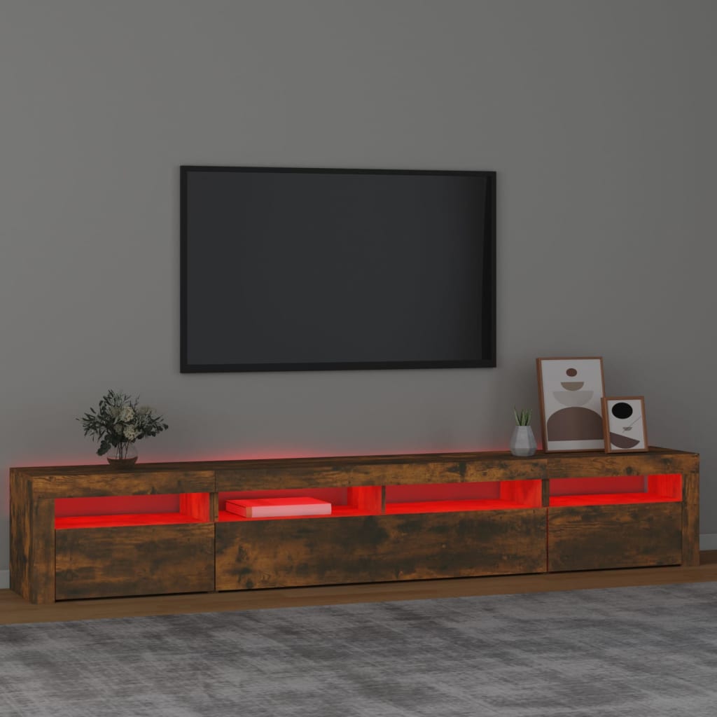 TV-Schrank mit LED-Leuchten Räuchereiche 240x35x40 cm