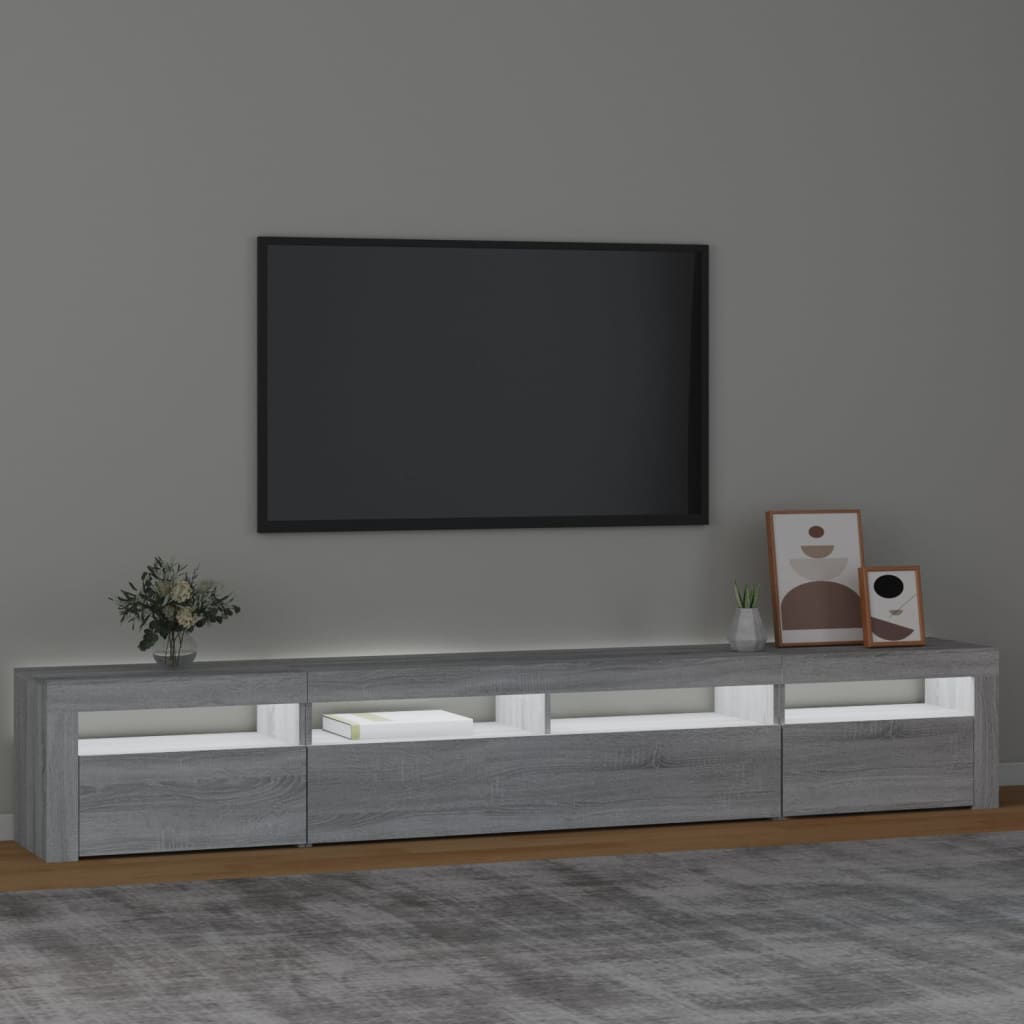 TV-Schrank mit LED-Leuchten Grau Sonoma 240x35x40 cm