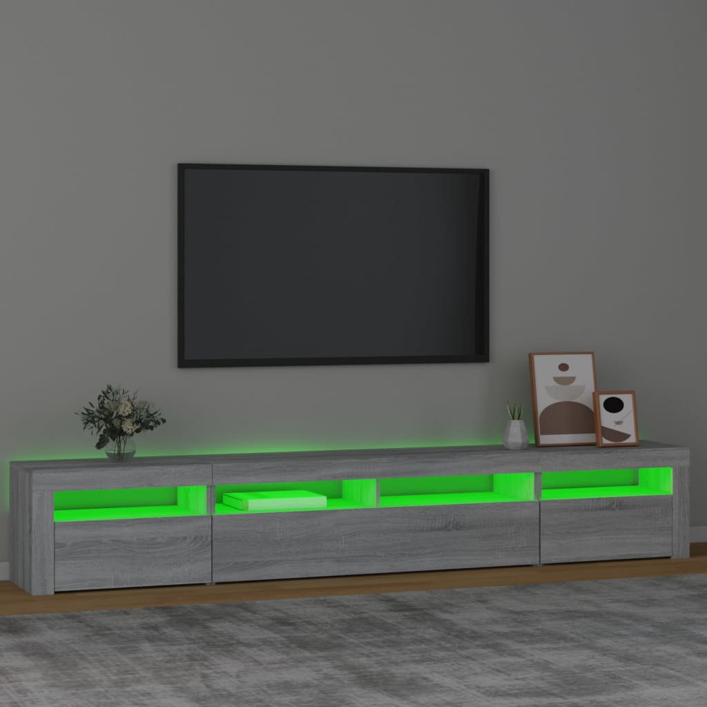 TV-Schrank mit LED-Leuchten Grau Sonoma 240x35x40 cm