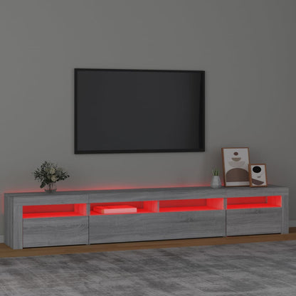 TV-Schrank mit LED-Leuchten Grau Sonoma 240x35x40 cm