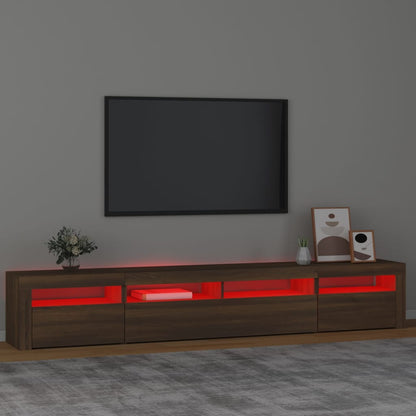 TV-Schrank mit LED-Leuchten Braun Eichen-Optik 240x35x40 cm