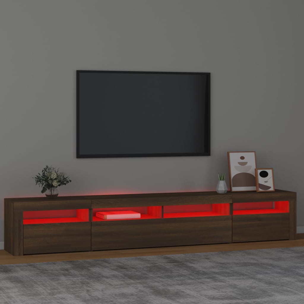 TV-Schrank mit LED-Leuchten Braun Eichen-Optik 240x35x40 cm