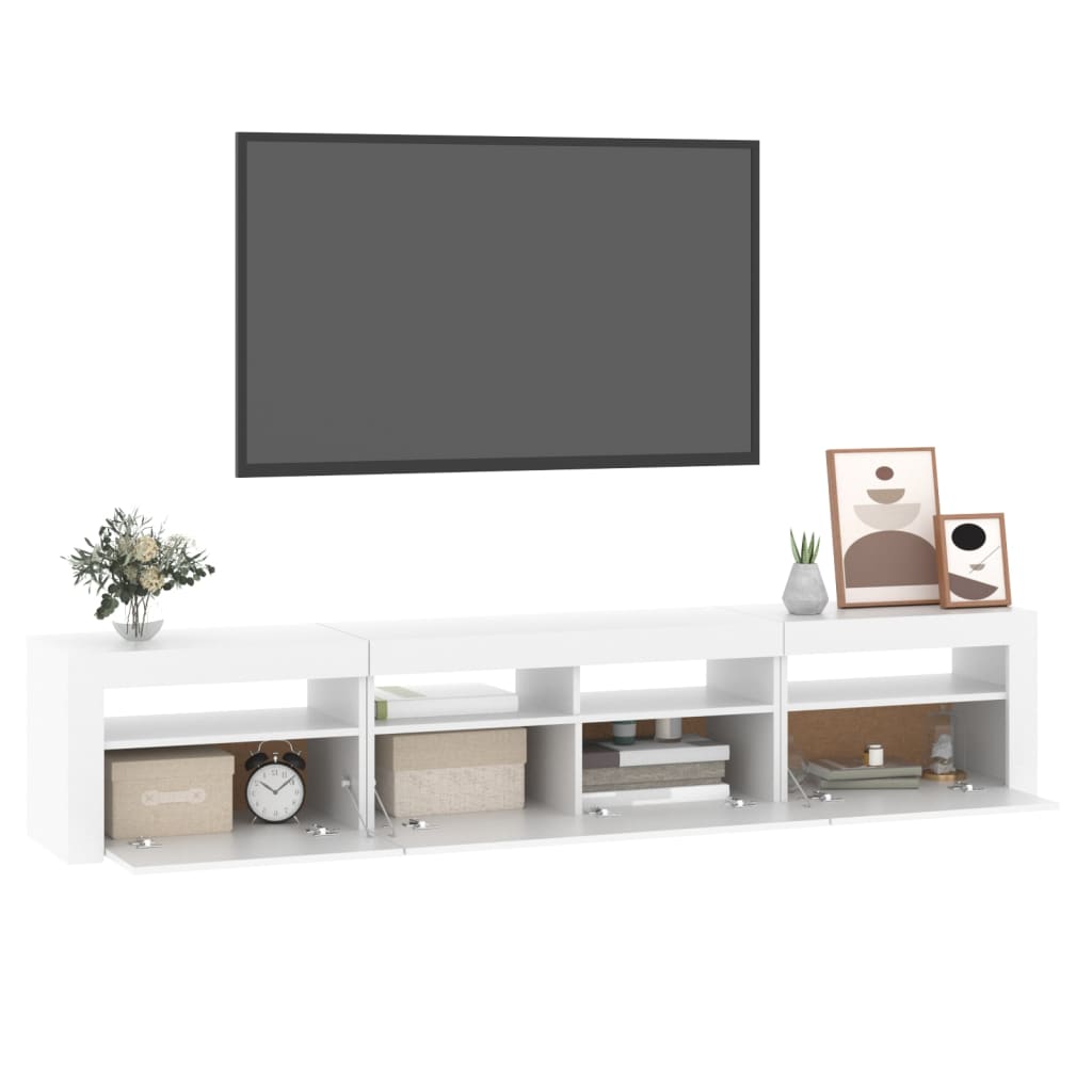 TV-Schrank mit LED-Leuchten Weiß 210x35x40 cm