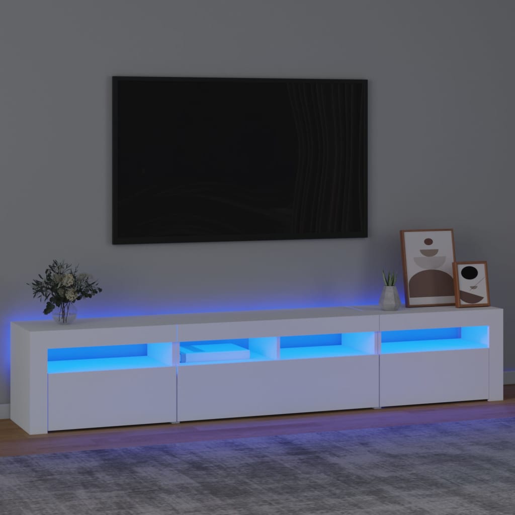 TV-Schrank mit LED-Leuchten Weiß 210x35x40 cm