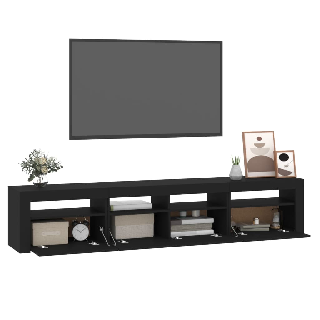 TV-Schrank mit LED-Leuchten Schwarz 210x35x40 cm