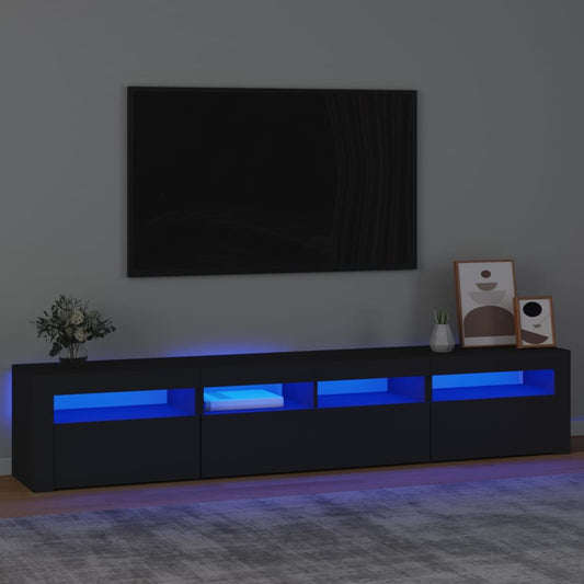 TV-Schrank mit LED-Leuchten Schwarz 210x35x40 cm