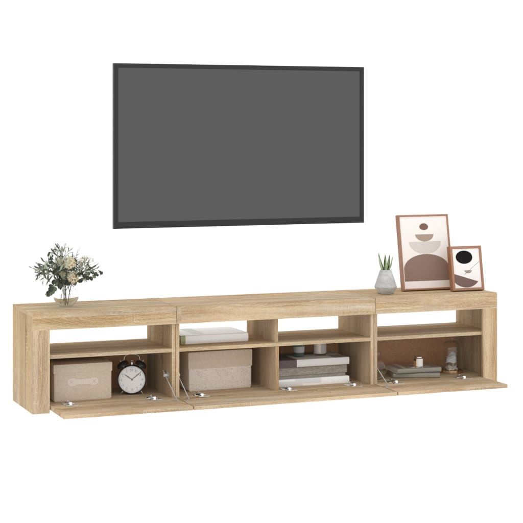 TV-Schrank mit LED-Leuchten Sonoma-Eiche 210x35x40 cm