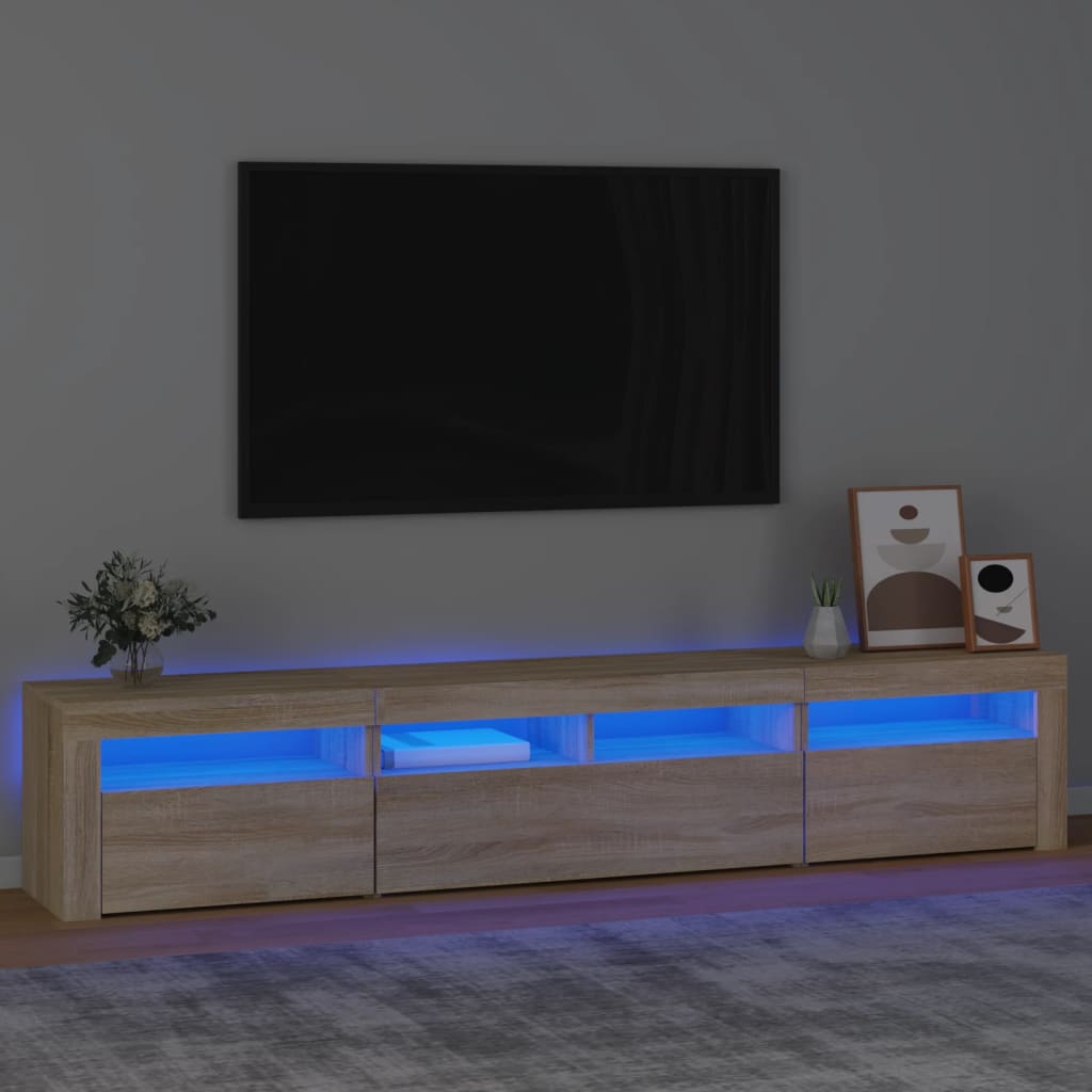 TV-Schrank mit LED-Leuchten Sonoma-Eiche 210x35x40 cm