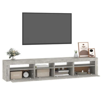 TV-Schrank mit LED-Leuchten Betongrau 210x35x40 cm