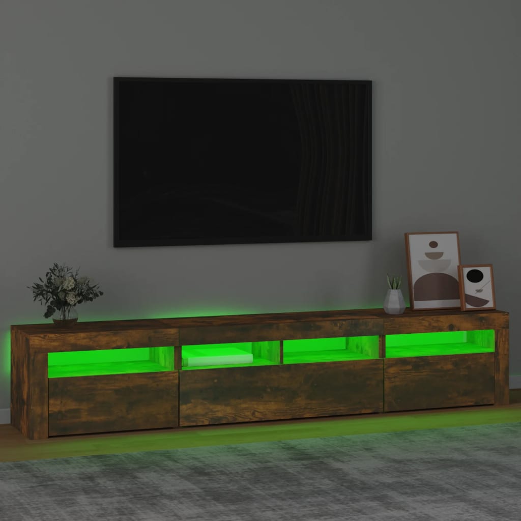 TV-Schrank mit LED-Leuchten Räuchereiche 210x35x40 cm