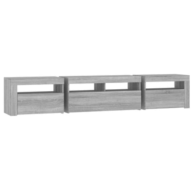 TV-Schrank mit LED-Leuchten Grau Sonoma 210x35x40 cm