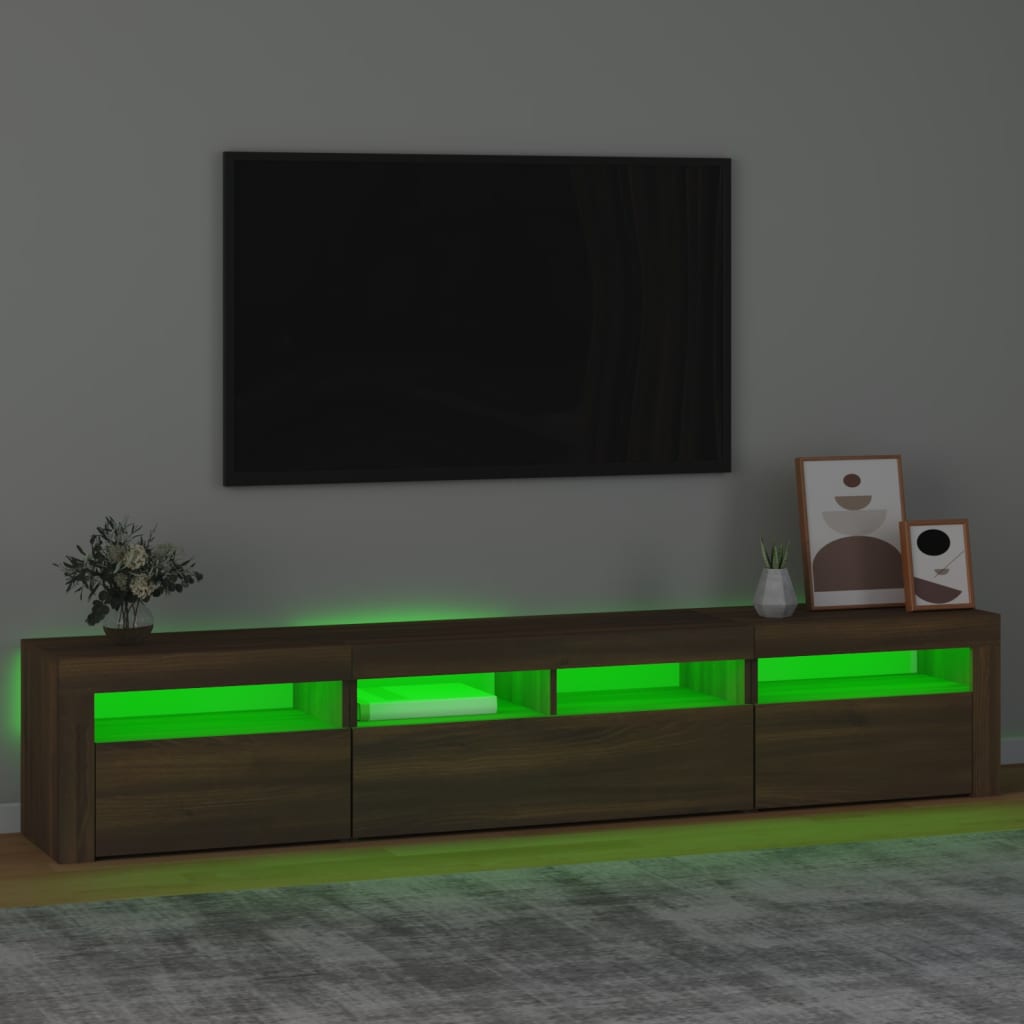 TV-Schrank mit LED-Leuchten Braun Eichen-Optik 210x35x40 cm