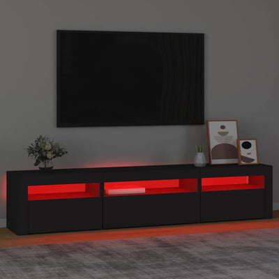 TV-Schrank mit LED-Leuchten Schwarz 195x35x40 cm