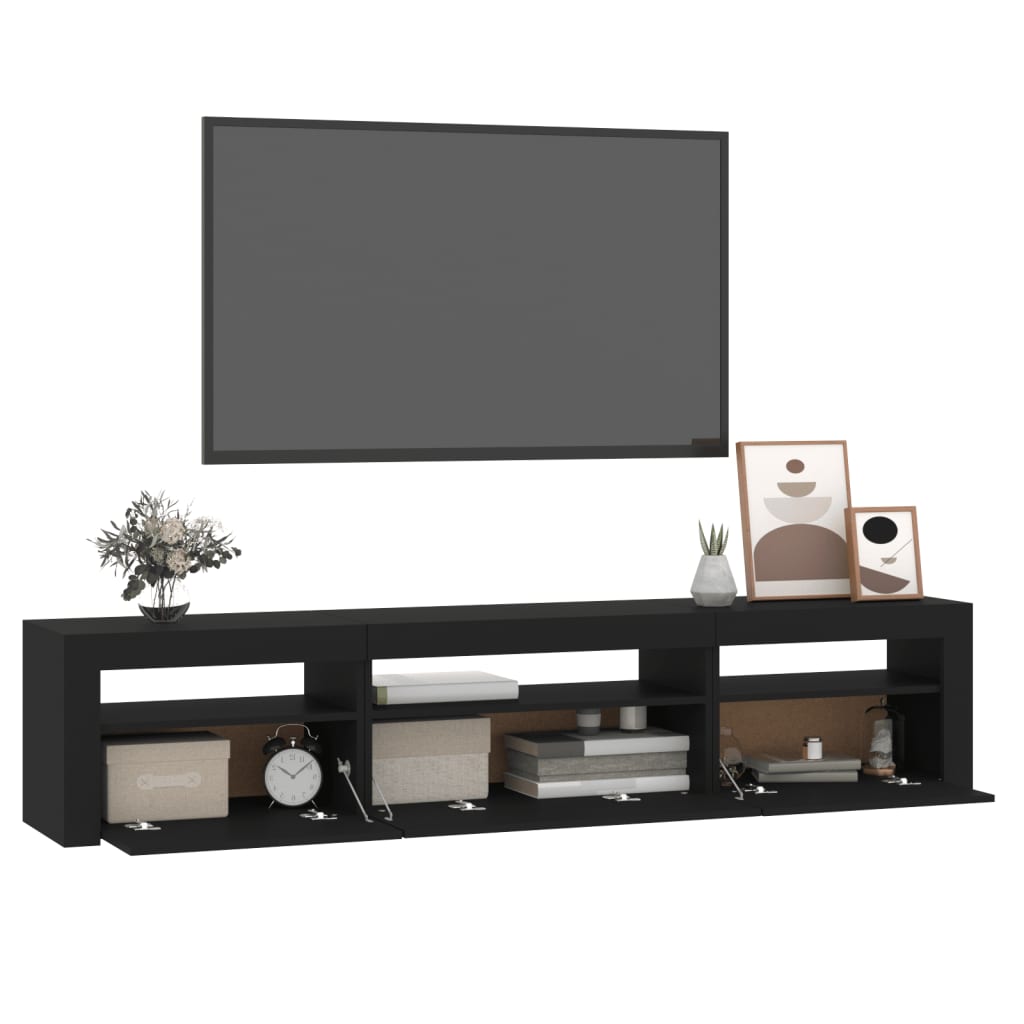 TV-Schrank mit LED-Leuchten Schwarz 195x35x40 cm