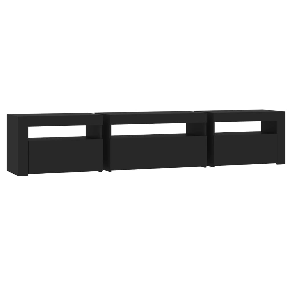 TV-Schrank mit LED-Leuchten Schwarz 195x35x40 cm