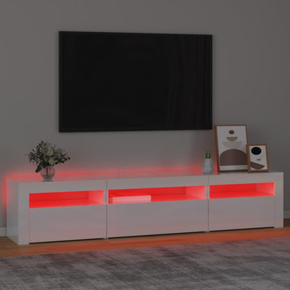 TV-Schrank mit LED-Leuchten Hochglanz-Weiß 195x35x40 cm