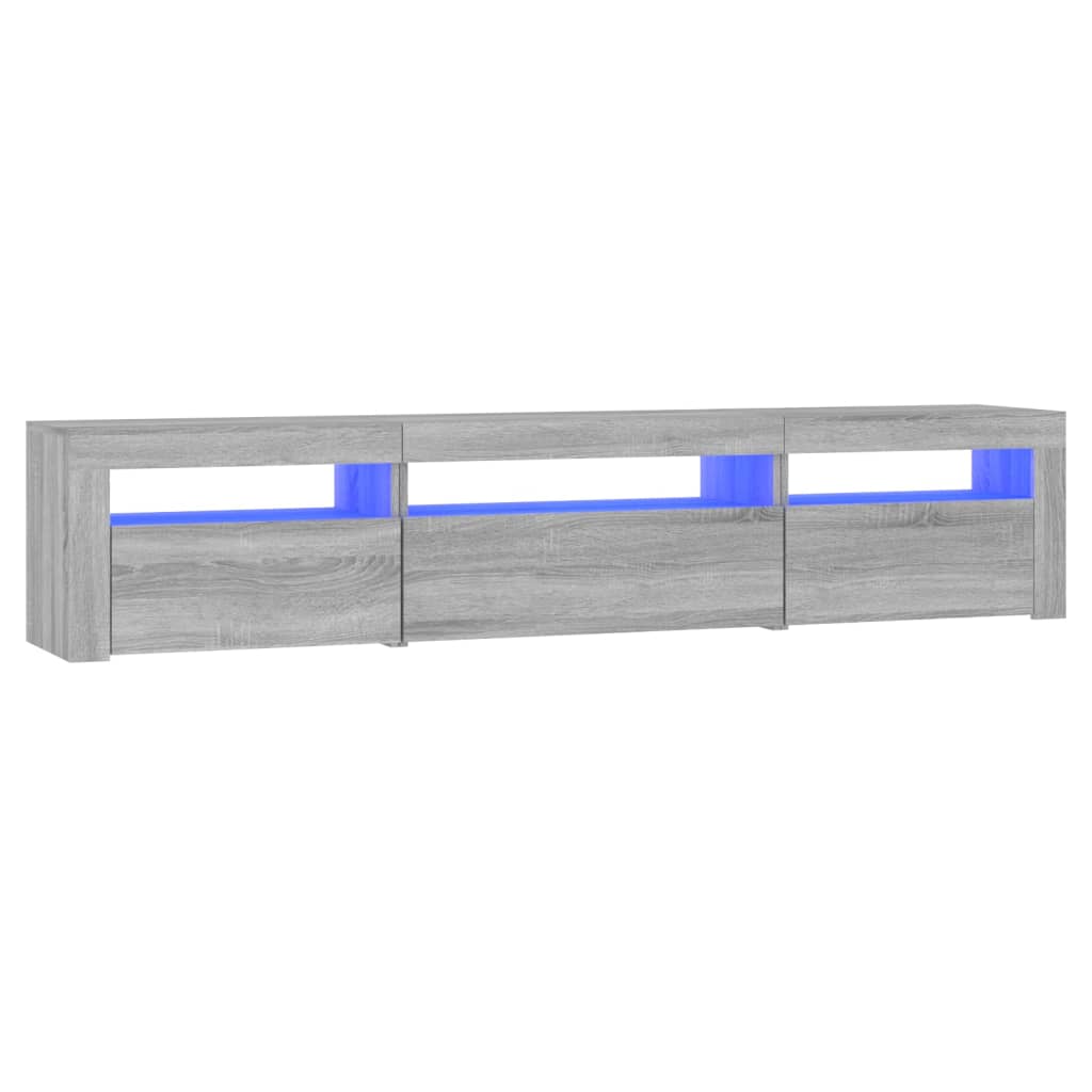 TV-Schrank mit LED-Leuchten Grau Sonoma 195x35x40 cm