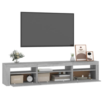 TV-Schrank mit LED-Leuchten Grau Sonoma 195x35x40 cm